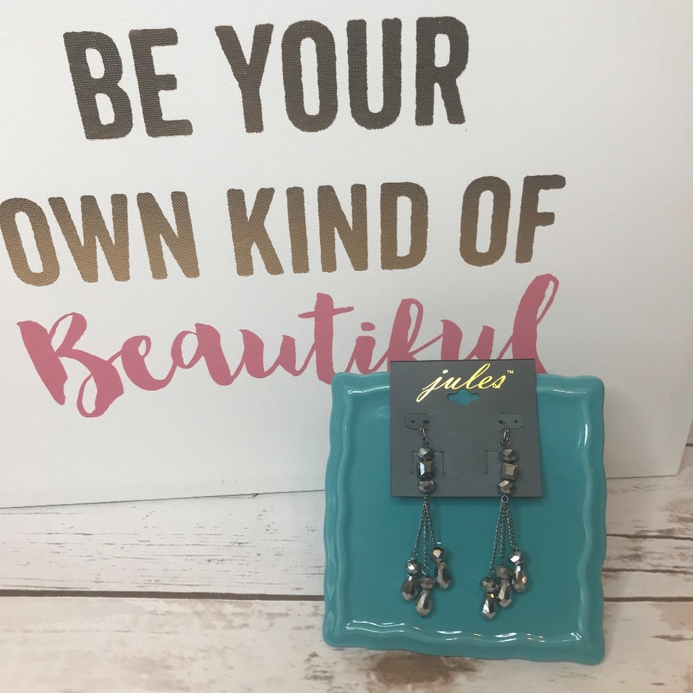 Jules Silver Drop Beaded Earrings